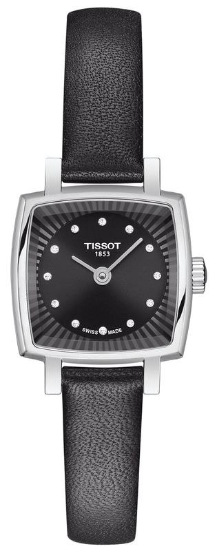 Tissot Lovely Square Quartz Diamonds Black Dial Black Leather Strap Watch For Women - T058.109.16.056.00 Authentic Buy Shop Now