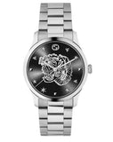 Gucci G Timeless Diamonds Black Dial Silver Steel Strap Watch For Women - YA1264125 Authentic Buy Shop Now