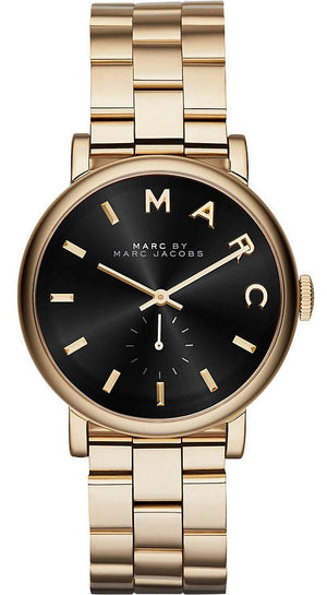 Marc Jacobs Baker Black Dial Gold Steel Strap Watch for Women - MBM3355 Authentic Buy Shop Now