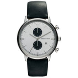 Emporio Armani Gianni White Dial Black Leather Strap Watch For Men - AR0385 Authentic Buy Shop Now