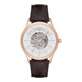 Emporio Armani Epoca White Skeletal Dial Black Leather Strap Watch For Men - AR2073 Authentic Buy Shop Now