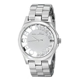 Marc Jacobs Henry Transparent Silver Dial Silver Steel Strap Watch for Women - MBM3205 Authentic Buy Shop Now