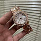 Guess Bedazzle Diamonds Silver Dial Rose Gold Steel Strap Watch For Women - W1097L3 Authentic Buy Shop Now