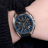 Maserati Trimarano Chronograph Black Dial Black Leather Strap Watch For Men - R8871632001 Authentic Buy Shop Now