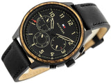 Tommy Hilfiger Asher Chronograph Black Dial Black Leather Strap Watch For Men - 1791854 Authentic Buy Shop Now