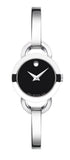 Movado Rondiro 22mm Black Dial Silver Steel Strap Watch For Women - 0606796 Authentic Buy Shop Now