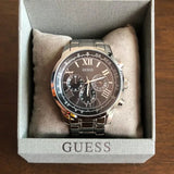 Guess Horizon Chronograph Quartz Black Dial Silver Steel Strap Watch For Men - W0379G1 Authentic Buy Shop Now