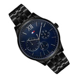 Tommy Hilfiger Damon Quartz Chronograph Blue Dial Black Steel Strap Watch for Men - 1791454 Authentic Buy Shop Now