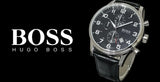 Hugo Boss Aeroliner Chronograph Quartz Black Dial Black Leather Strap Watch For Men - HB1512448 Authentic Buy Shop Now