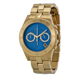 Marc Jacobs Blade Chronograph Blue Dial Gold Steel Strap Watch for Women - MBM3307 Authentic Buy Shop Now