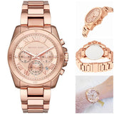 Michael Kors Brecken Chronograph Quartz Rose Gold Dial Rose Gold Steel Strap Watch For Women - MK6367 Authentic Buy Shop Now