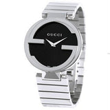 Gucci G Interlocking Black Dial Silver Steel Strap Watch For Women - YA133307 Authentic Buy Shop Now