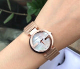 Gucci G Interlocking Mother of Pearl Dial Rose Gold Steel Strap Watch For Women - YA133515 Authentic Buy Shop Now