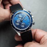 Lacoste Neoheritage Chronograph Blue Dial Black Silicone Strap Watch for Men - 2011252 Authentic Buy Shop Now