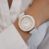 Swarovski Octea Lux White Dial White Leather Strap Watch for Women - 5414416 Authentic Buy Shop Now