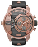 Diesel Little Daddy Black & Gold Dial Black Leather StrapWatch For Men - DZ7282 Authentic Buy Shop Now