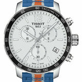 Tissot Quickster Chronograph NBA New York Kicks White Dial Multicolored Nato Strap Watch For Men - T095.417.17.037.06 Authentic Buy Shop Now