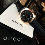 Gucci GG2570 Black Dial Black Leather Strap Watch For Men - YA142310 Authentic Buy Shop Now