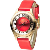 Marc Jacobs Henry Skeleton Red Dial Red Leather Strap Watch for Women - MBM1338 Authentic Buy Shop Now