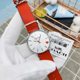 Coach Perry Silver Dial Red Leather Strap Watch for Women - 14503515 Authentic Buy Shop Now