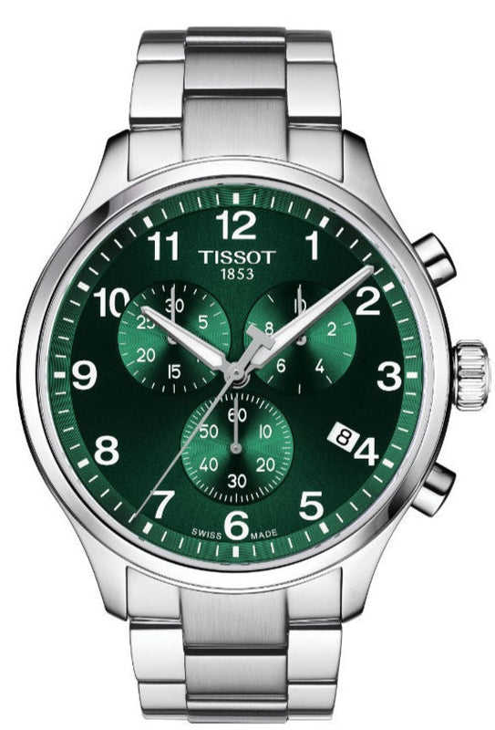 Tissot Chrono XL Classic Green Dial Silver Steel Strap Watch for Men - T116.617.11.091.00 Authentic Buy Shop Now