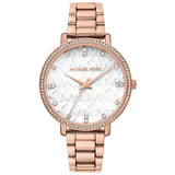Michael Kors Pyper Three-Hand White Dial Rose Gold Steel Strap Watch For Women - MK4594 Authentic Buy Shop Now