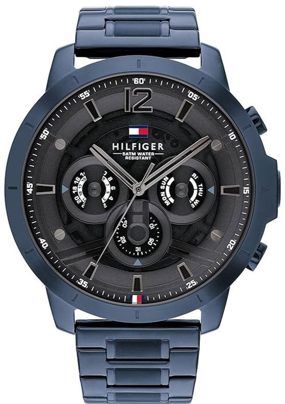 Tommy Hilfiger Luca Chronograph Grey Dial Blue Steel Strap Watch For Men - 1710493 Authentic Buy Shop Now
