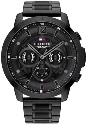Tommy Hilfiger Classic Chronograph Black Dial Black Steel Strap Watch For Men - 1710494 Authentic Buy Shop Now