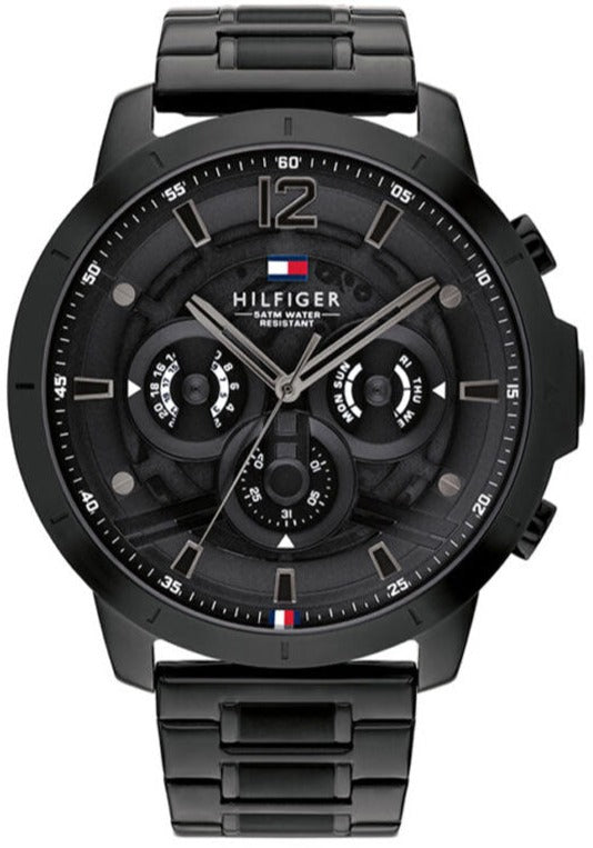 Tommy Hilfiger Classic Chronograph Black Dial Black Steel Strap Watch For Men - 1710494 Authentic Buy Shop Now