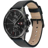Tommy Hilfiger West Chronograph Black Dial Black Leather Strap Watch For Men - 1791711 Authentic Buy Shop Now