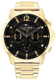 Tommy Hilfiger Luca Chronograph Black Dial Gold Steel Strap Watch For Men - 1710511 Authentic Buy Shop Now