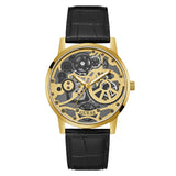 Guess Gadget Gold Dial Black Leather Strap Watch for Men - GW0570G1 Authentic Buy Shop Now