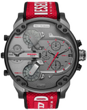 Diesel Mr Daddy 2.0 Chronograph Grey Dial Red Rubber Strap Watch For Men - DZ7423 Authentic Buy Shop Now