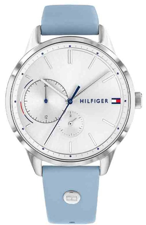 Tommy Hilfiger Brooke Silver Dial Blue Leather Strap Watch for Women - 1782023 Authentic Buy Shop Now
