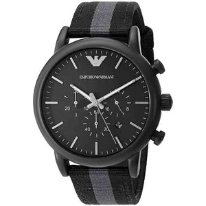 Emporio Armani Luigi Chronograph Quartz Black Dial Two Tone Nylon Strap Watch For Men - AR1948 Authentic Buy Shop Now