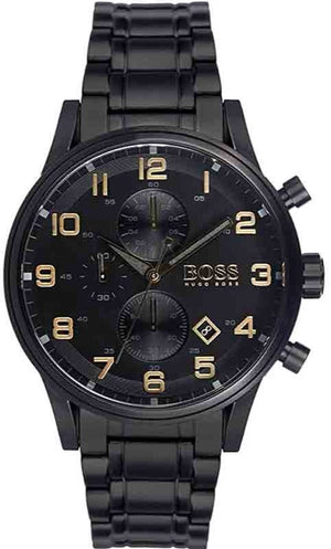 Hugo Boss Aeroliner Black Dial Black Steel Strap Watch for Men - 1513275 Authentic Buy Shop Now