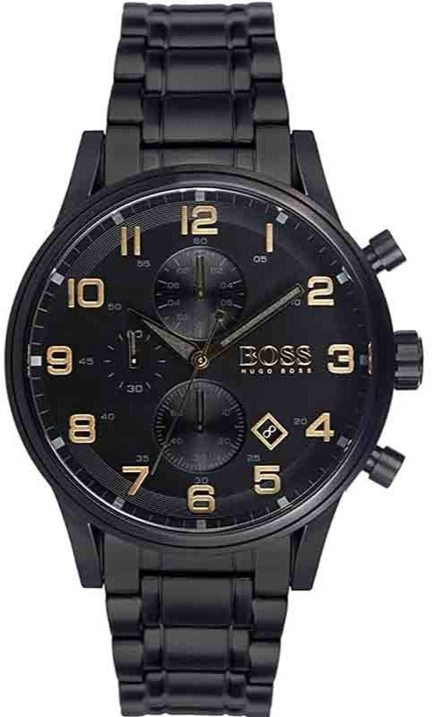 Hugo Boss Aeroliner Black Dial Black Steel Strap Watch for Men - 1513275 Authentic Buy Shop Now