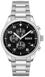 Hugo Boss View Chronograph Black Dial Silver Steel Strap Watch For Men - 1514008 Authentic Buy Shop Now