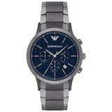 Emporio Armani Renato Chronograph Quartz Blue Dial Grey Steel Strap Watch For Men - AR2505 Authentic Buy Shop Now