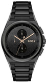 Hugo Boss Steer Analog Black Dial Black Steel Strap Watch For Men - 1514068 Authentic Buy Shop Now