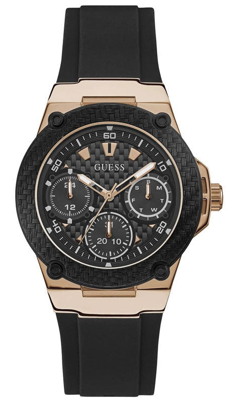 Guess Zena Chronograph Black Dial Black Rubber Strap Watch For Women - W1094L6 Authentic Buy Shop Now