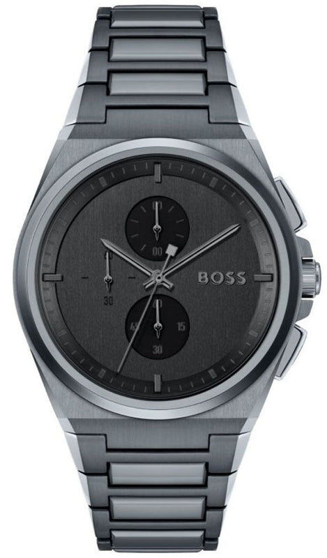 Hugo Boss Steer Chronograph Quartz Grey Dial Grey Steel Strap Watch For Men - 1513996 Authentic Buy Shop Now
