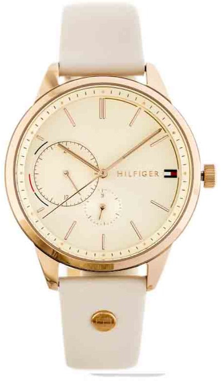 Tommy Hilfiger Brooke Quartz White Dial Cream Leather Strap Watch for Women - 1782022 Authentic Buy Shop Now