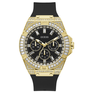Guess Zeus Chronograph Diamonds Black Dial Black Silicone Strap Watch For Men - GW0208G2 Authentic Buy Shop Now