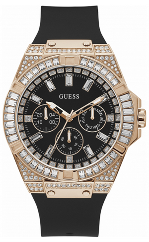 Guess Zeus Multifunction Crystals Black Dial Black Silicone Strap Watch For Men - GW0208G4 Authentic Buy Shop Now