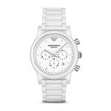 Emporio Armani Luigi Chronograph Ceramic White Dial White Ceramic Strap Watch For Men - AR1499 Authentic Buy Shop Now