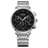 Hugo Boss Associate Black Dial Silver Steel Strap Watch for Men - 1513267 Authentic Buy Shop Now