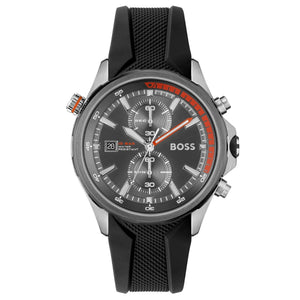 Hugo Boss Globetrotter Grey Dial Black Silicone Strap Watch for Men - 1513931 Authentic Buy Shop Now