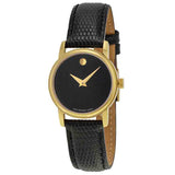 Movado Museum Black Dial Black Leather Strap Watch For Women - 2100006 Authentic Buy Shop Now