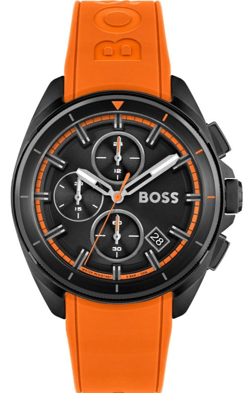 Hugo Boss Volane Black Dial Orange Silicone Strap Watch for Men - 1513957 Authentic Buy Shop Now